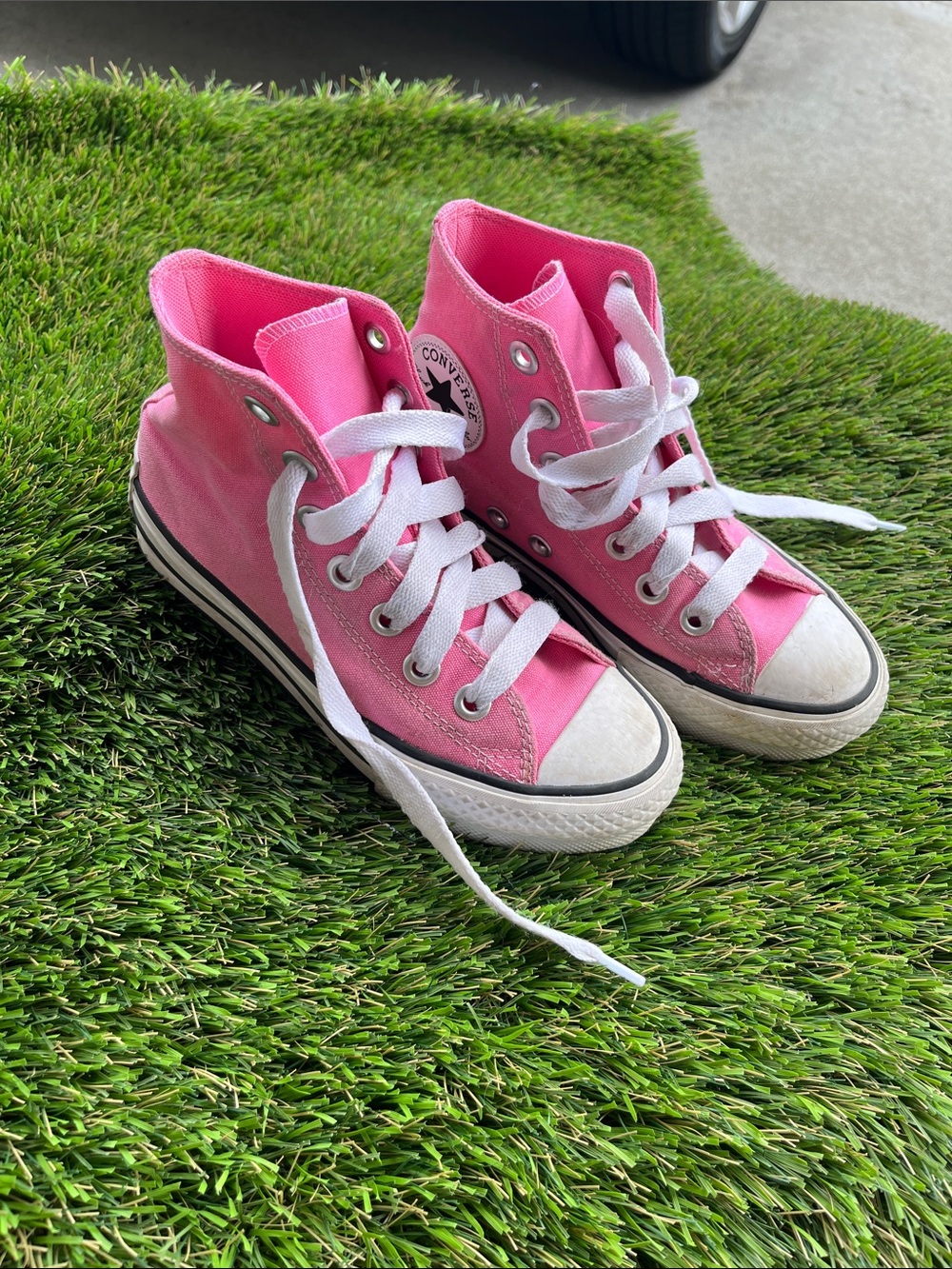 Converse Kids Pink Canvas High-Top Sneakers with White Laces